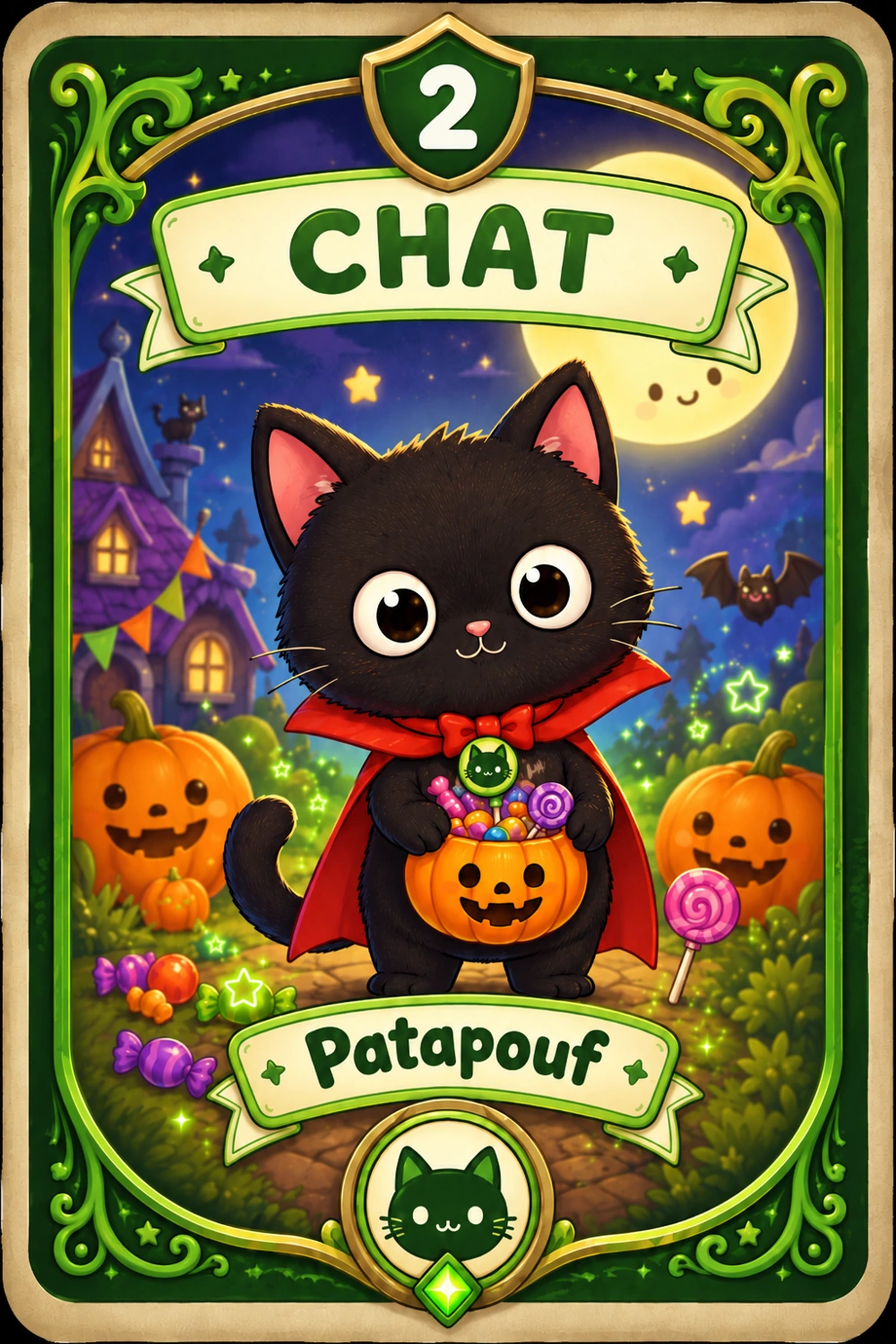 Chat noir vert Anodos Kids